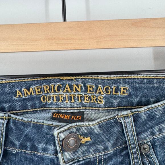 American Eagle Extreme Flex Slim Straight Jeans Dark Wash Size 34x32 - Picture 3 of 8
